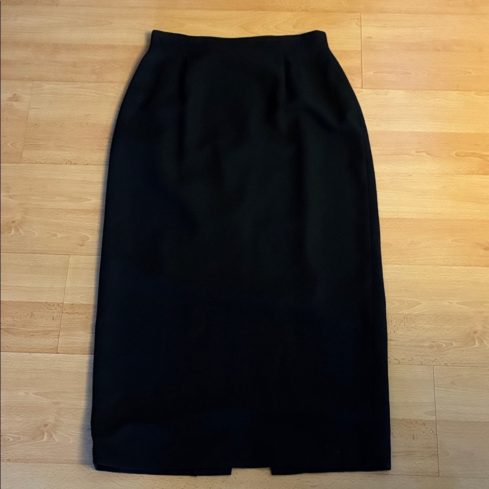 Vintage Black wool blend maxi column Skirt